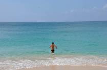 Experimentando o mar da Baie Rouge, região de Marigot - St Martin, no Caribe